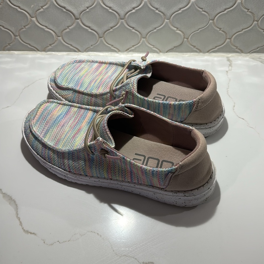 Hey Dude Multicolor Moccasin Shoes With Elastic Slip-On Design View 2